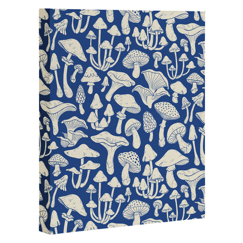 Avenie Mushrooms In Blue Art Canvas
