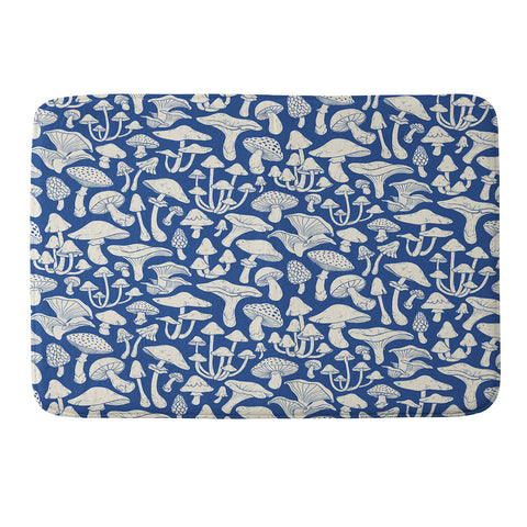 Avenie Mushrooms In Blue Memory Foam Bath Mat
