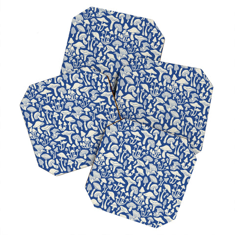 Avenie Mushrooms In Blue Coaster Set