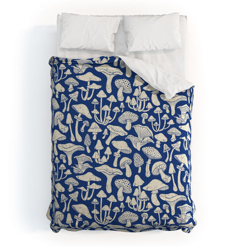Avenie Mushrooms In Blue Comforter