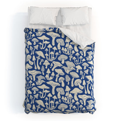 Avenie Mushrooms In Blue Duvet Cover