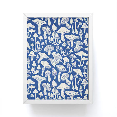 Avenie Mushrooms In Blue Framed Mini Art Print