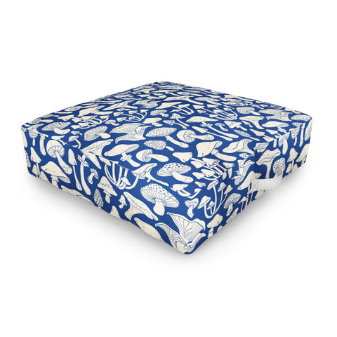 Avenie Mushrooms In Blue Outdoor Floor Cushion