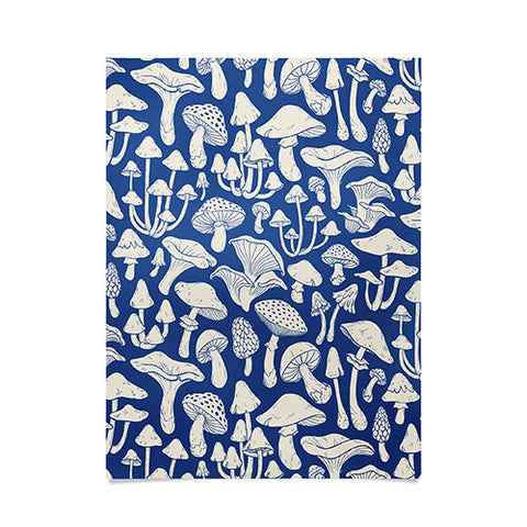 Avenie Mushrooms In Blue Poster