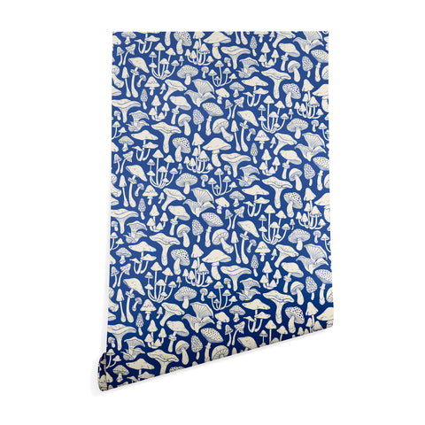 Avenie Mushrooms In Blue Wallpaper