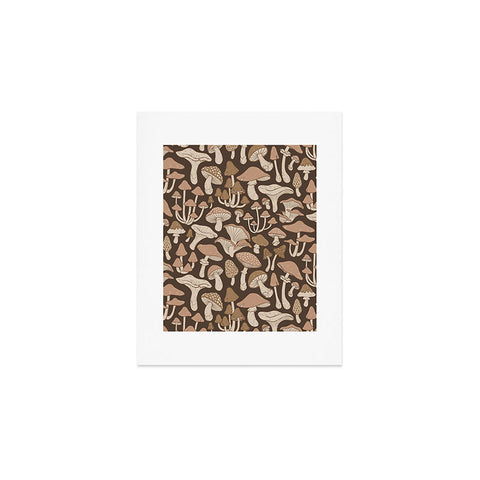 Avenie Mushrooms In Neutral Brown Art Print