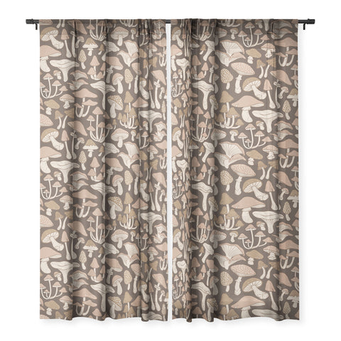Avenie Mushrooms In Neutral Brown Sheer Non Repeat