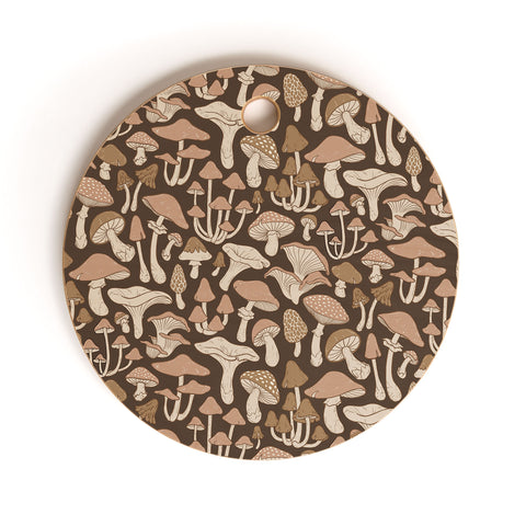 Avenie Mushrooms In Neutral Brown Cutting Board Round