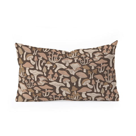 Avenie Mushrooms In Neutral Brown Oblong Throw Pillow