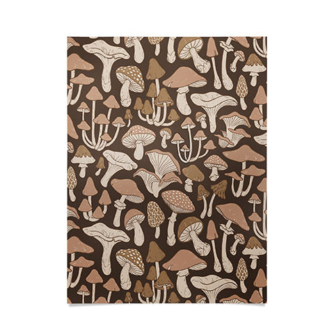 Avenie Mushrooms In Neutral Brown Poster
