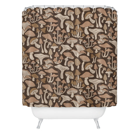Avenie Mushrooms In Neutral Brown Shower Curtain