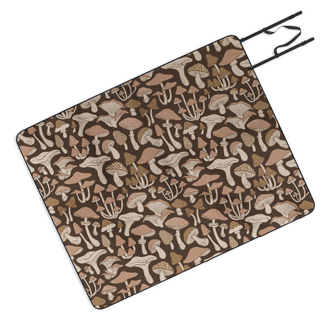 Avenie Mushrooms In Neutral Brown Picnic Blanket