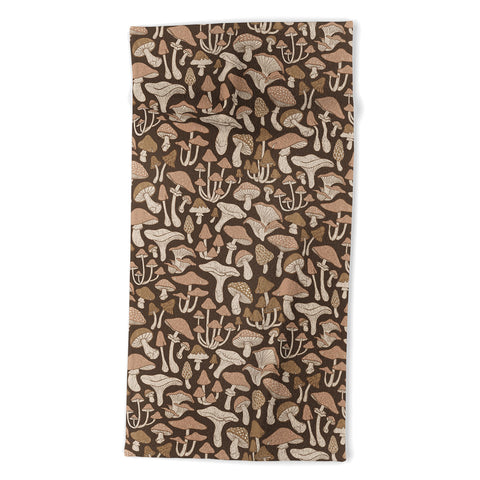 Avenie Mushrooms In Neutral Brown Beach Towel