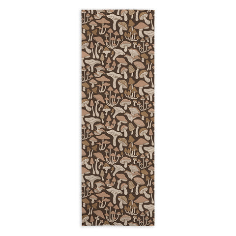 Avenie Mushrooms In Neutral Brown Yoga Towel