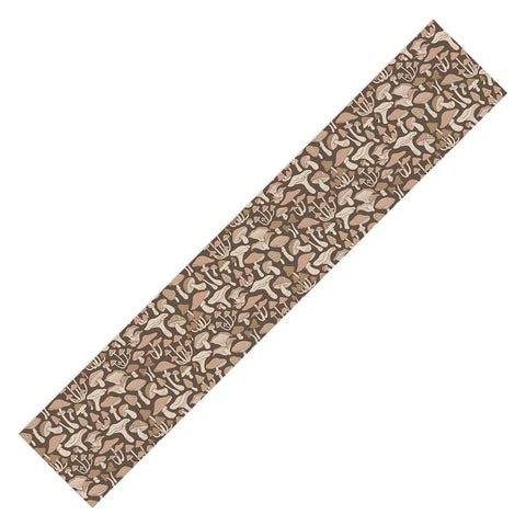 Avenie Mushrooms In Neutral Brown Table Runner