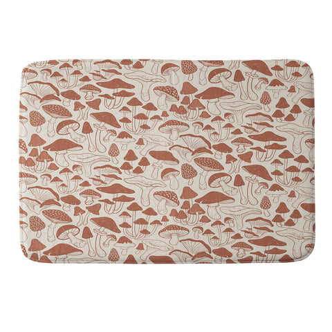 Avenie Mushrooms In Terracotta Memory Foam Bath Mat