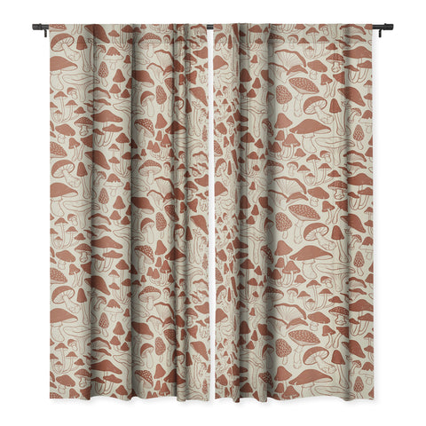 Avenie Mushrooms In Terracotta Blackout Non Repeat