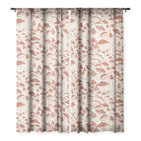 Avenie Mushrooms In Terracotta Sheer Non Repeat