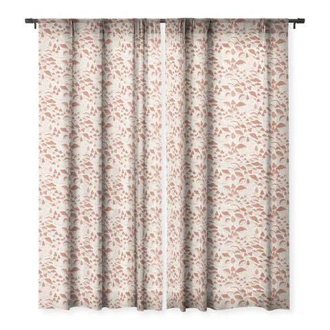 Avenie Mushrooms In Terracotta Sheer Window Curtain