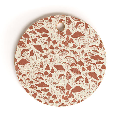 Avenie Mushrooms In Terracotta Cutting Board Round