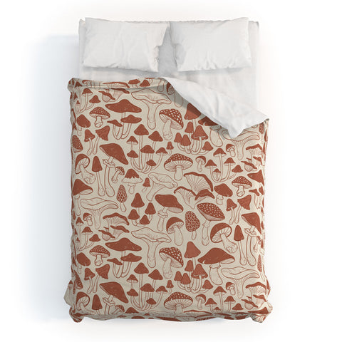 Avenie Mushrooms In Terracotta Duvet Cover