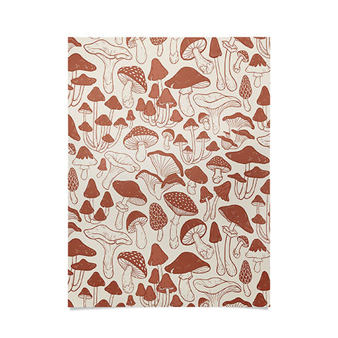 Avenie Mushrooms In Terracotta Poster