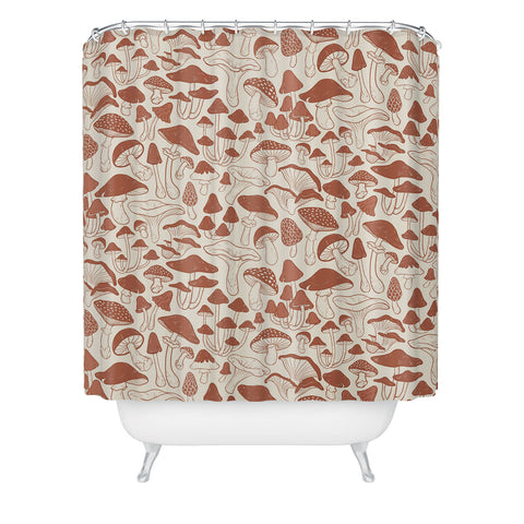 Avenie Mushrooms In Terracotta Shower Curtain