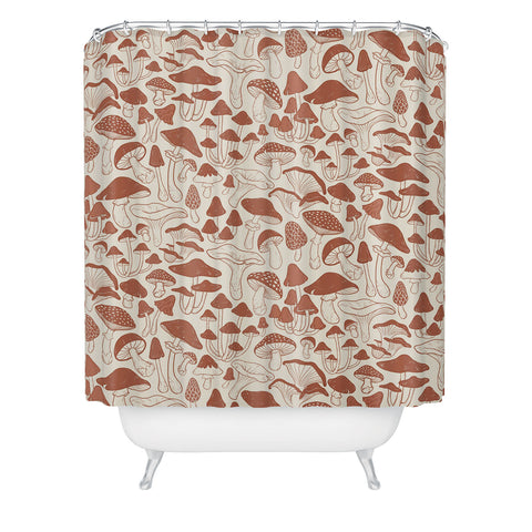 Avenie Mushrooms In Terracotta Shower Curtain