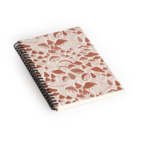 Avenie Mushrooms In Terracotta Spiral Notebook