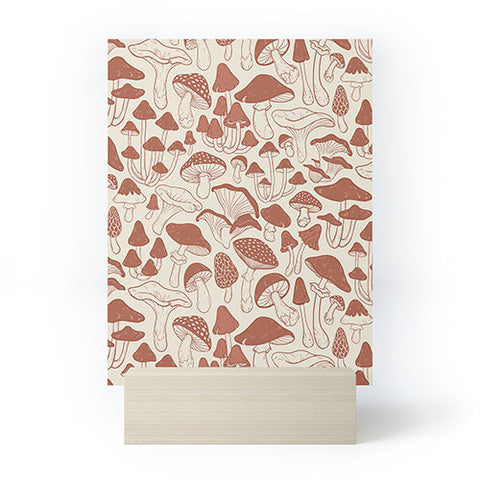 Avenie Mushrooms In Terracotta Mini Art Print
