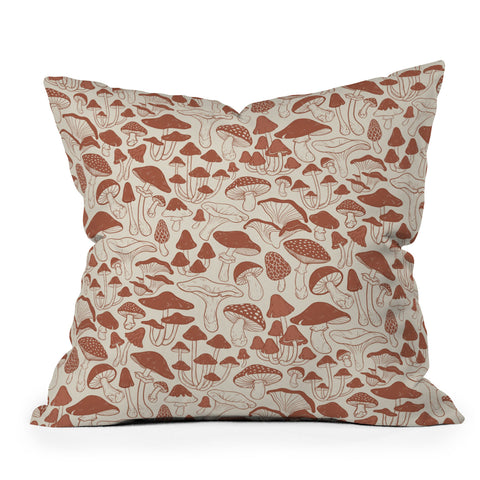 Avenie Mushrooms In Terracotta Throw Pillow