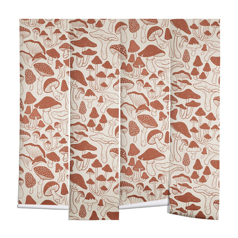 Avenie Mushrooms In Terracotta Wall Mural