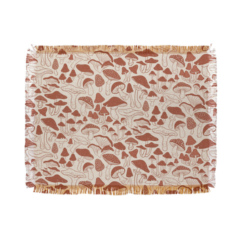 Avenie Mushrooms In Terracotta Throw Blanket