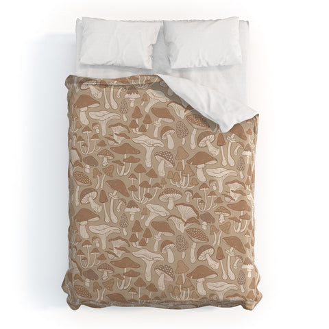Avenie Mushrooms In Warm Neutral Duvet Cover