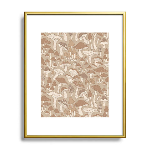 Avenie Mushrooms In Warm Neutral Metal Framed Art Print