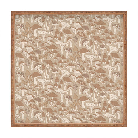 Avenie Mushrooms In Warm Neutral Square Tray
