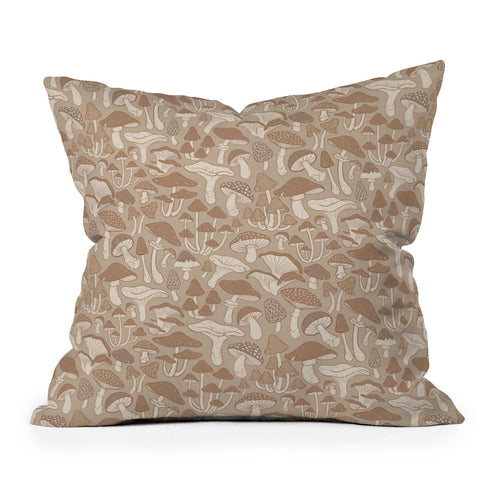 Avenie Mushrooms In Warm Neutral Throw Pillow