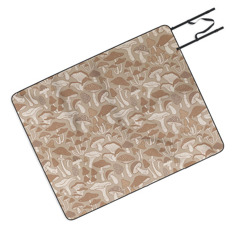 Avenie Mushrooms In Warm Neutral Picnic Blanket