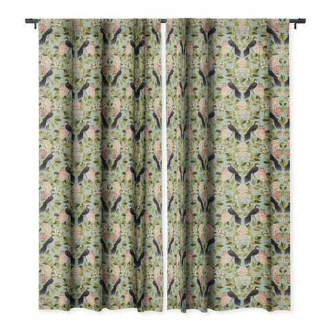 Avenie Natural Matter Bird Damask Blackout Window Curtain
