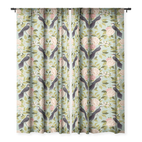 Avenie Natural Matter Bird Damask Sheer Non Repeat