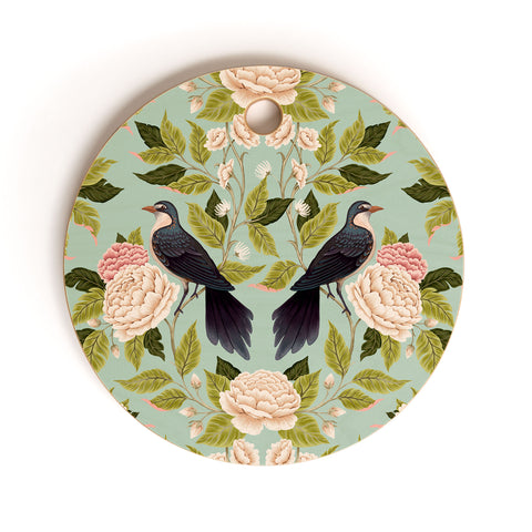 Avenie Natural Matter Bird Damask Cutting Board Round