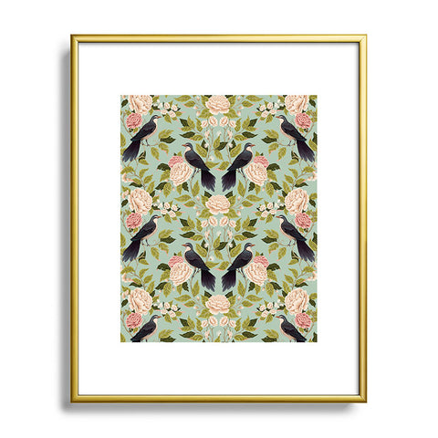 Avenie Natural Matter Bird Damask Metal Framed Art Print