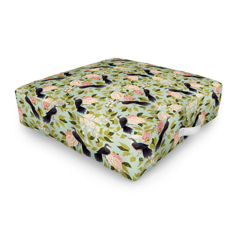 Avenie Natural Matter Bird Damask Outdoor Floor Cushion