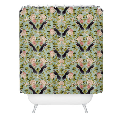 Avenie Natural Matter Bird Damask Shower Curtain