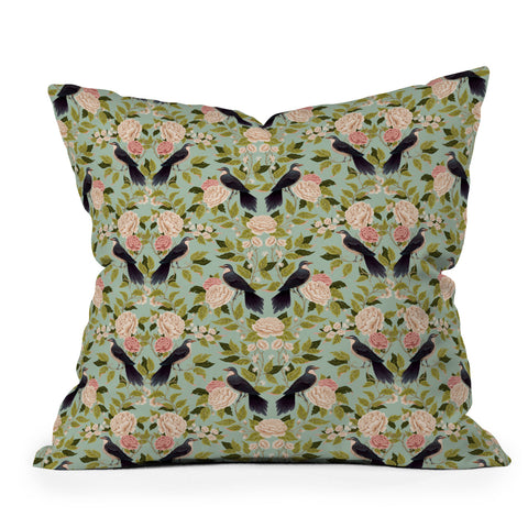 Avenie Natural Matter Bird Damask Throw Pillow
