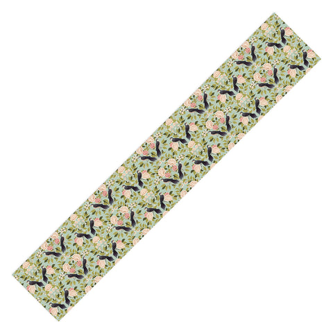 Avenie Natural Matter Bird Damask Table Runner