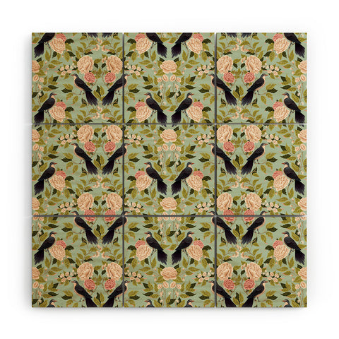 Avenie Natural Matter Bird Damask Wood Wall Mural