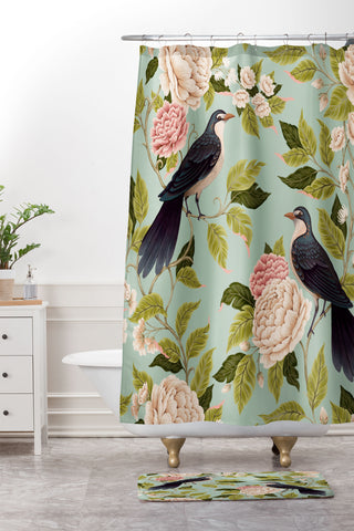 Avenie Natural Matter Bird Song Shower Curtain And Mat