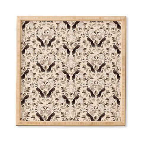 Avenie Neutral Bird Damask Framed Wall Art