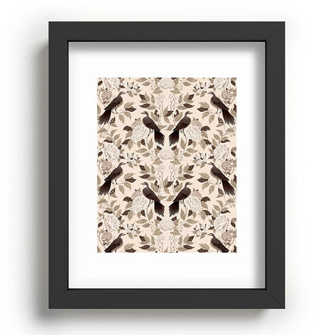Avenie Neutral Bird Damask Recessed Framing Rectangle